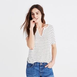 Madewell Anthem Split-Neck Tee in Selby Stripe